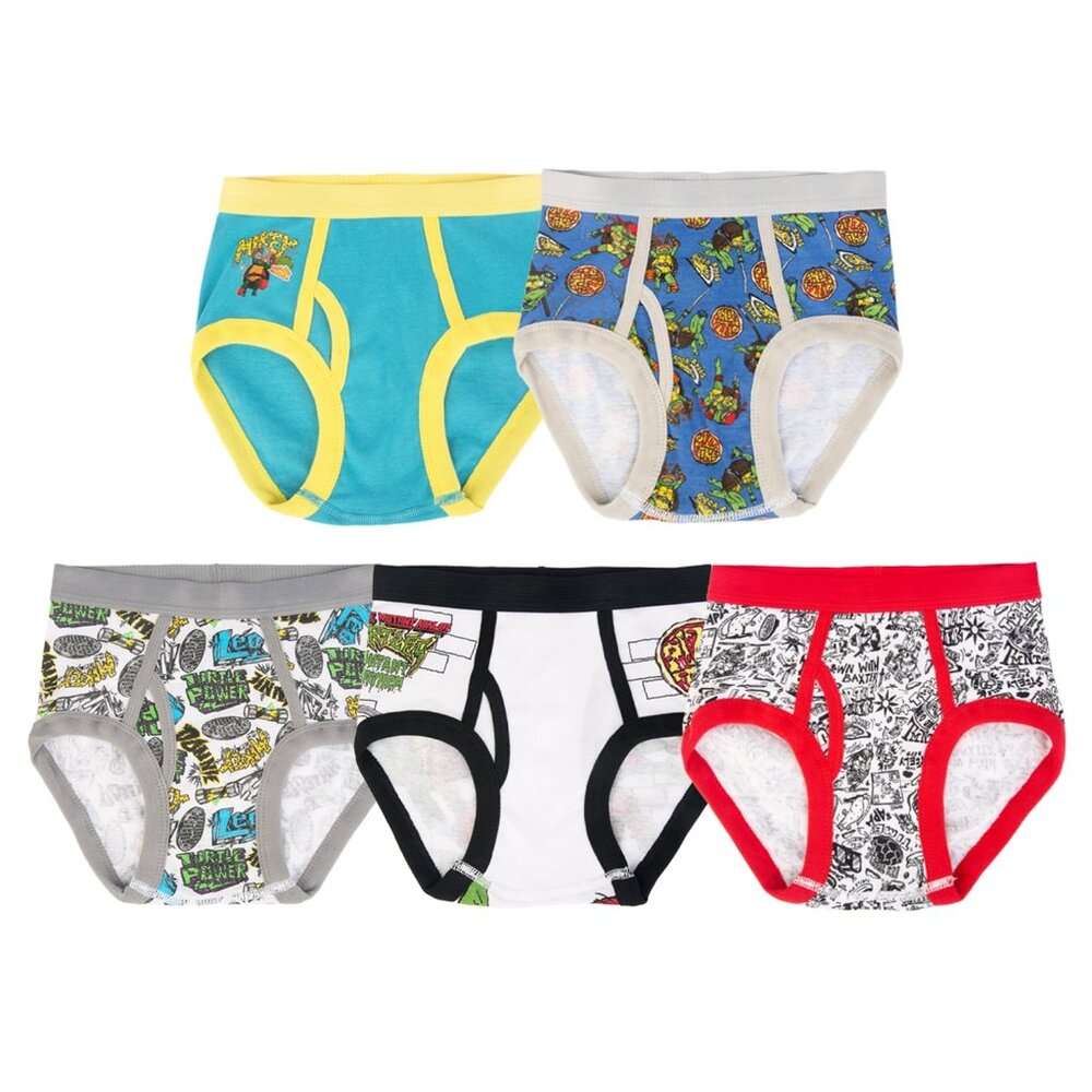 Teenage Mutant Ninja Turtles Boys Brief Underwear, 5-Pack, TMNT, Size 4, NWT